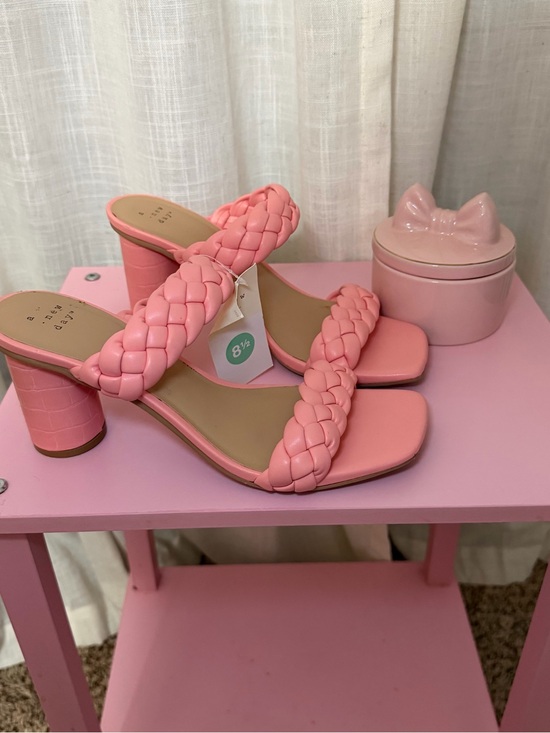 a new day Shoes - a new day Pink Braided Double-Strap Block Heel Sandals